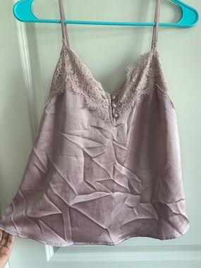 Lace Trim Satin Cami in Dusty Mauve